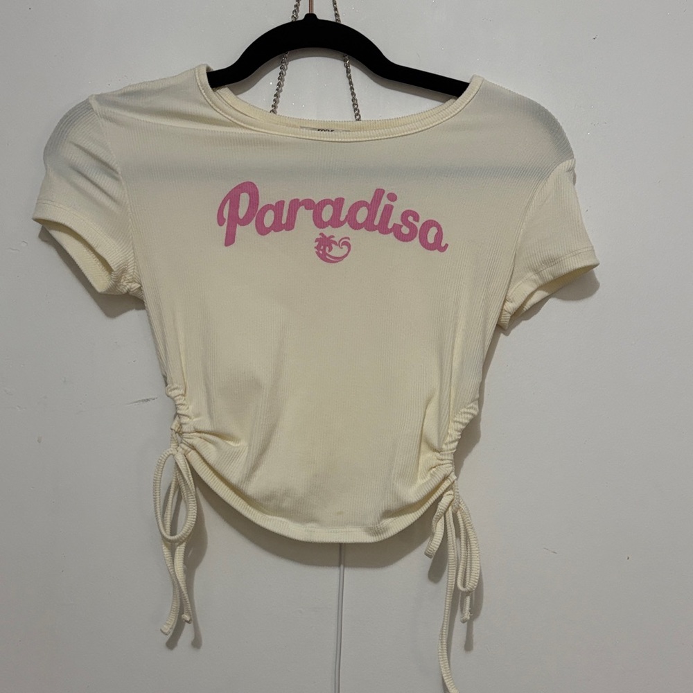 Ardene Cream and Pink Short Sleeve Tee